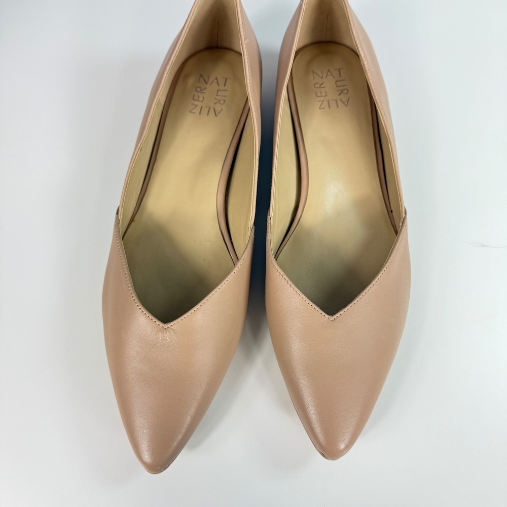 Naturalizer Havana Womens 10M Flats Nude Beige Pointed Toe Leather V Cut Shoes - Picture 5 of 11